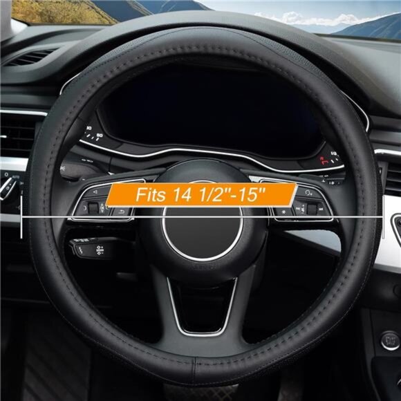 Steering Wheel Cover, Universal 15 inch, Microfiber Leather, Anti-Slip, Odorless - Picture 2 of 6
